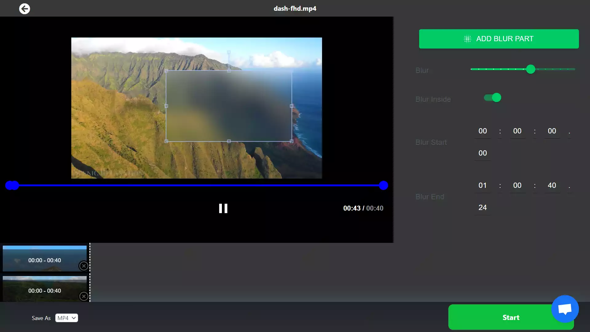 Flou une partie de la vidéo en 1 clic sur Ai4video.co